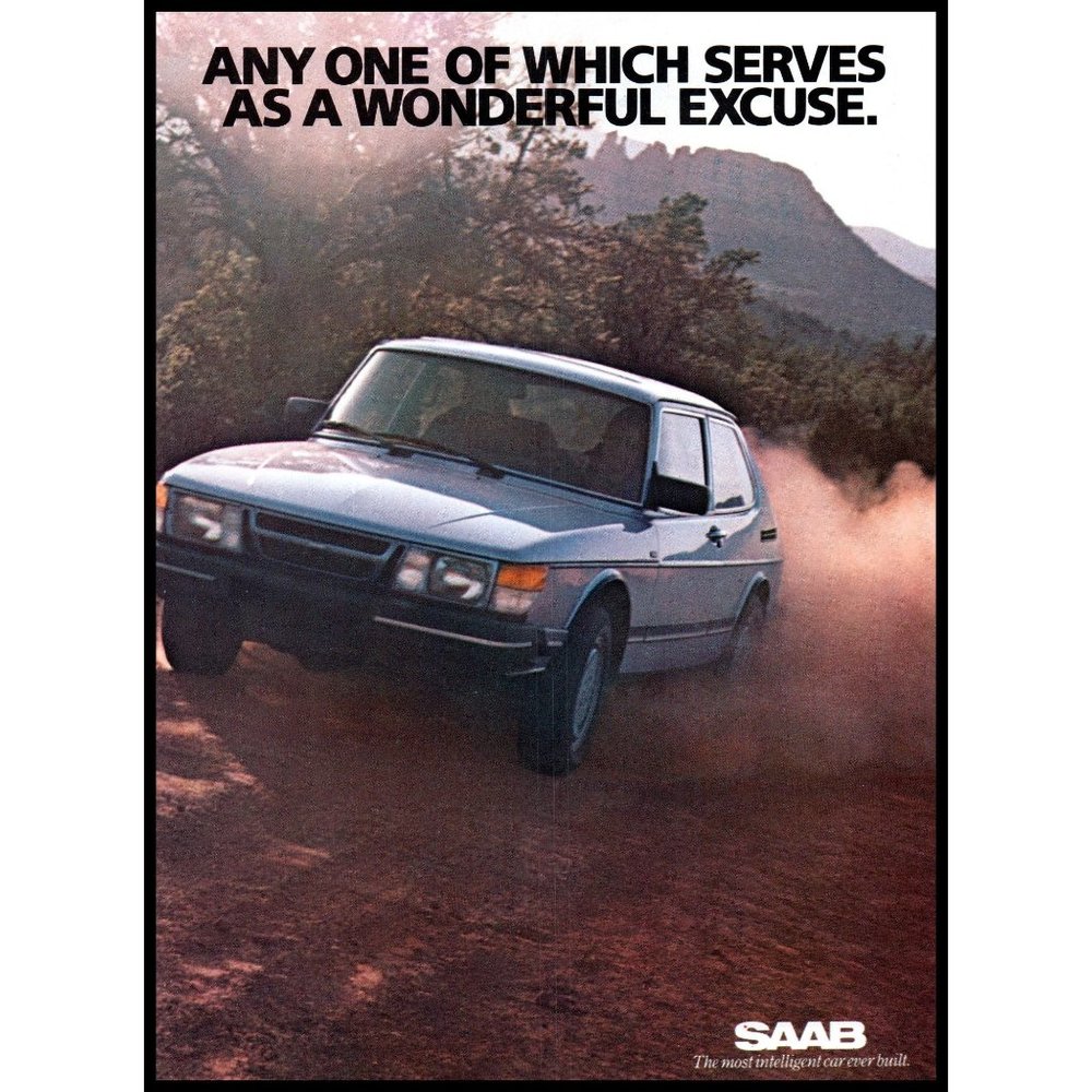 1984 Saab 900 Turbo 2 Door Vintage Print Ad Dirt Road Mountains Wall Art Photo